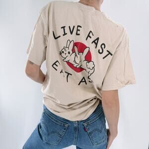 A**holes Live Forever Tan and Red Short Sleeve T-Shirt Size Large